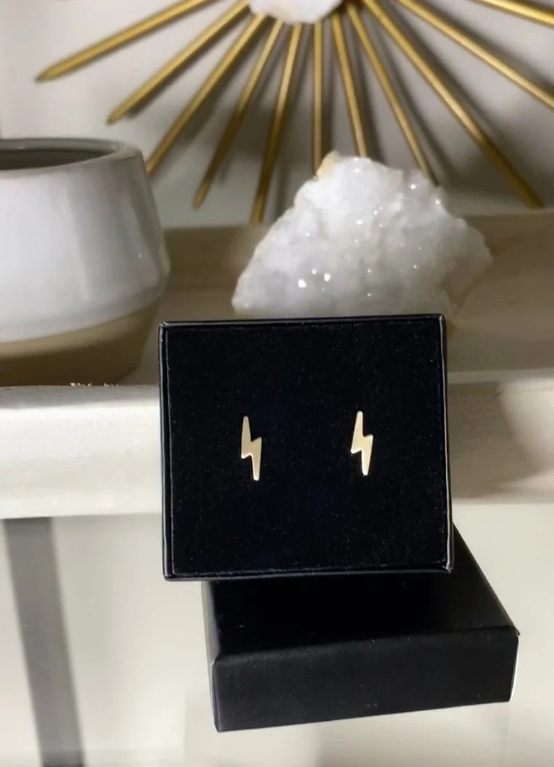14K Lightning Bolt Studs